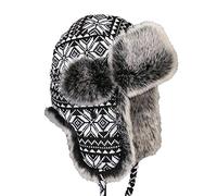 Insun Unisex Wintermütze Gestrickt Fliegermütze Pilotenmütze Russenmütze Ohrenschützer Schwarz 1 S Hut Umfang 56cm