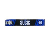 Inter, Jacquard-Schal für Spieler Petar Sučić, 100% Acryl, Schwarz/Blau/Weiß, 135 x 22 cm
