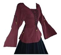 Inter Moden Mittelalter Edle Bluse - Damen Alisa XL/weinrot