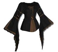 Inter-Moden Mittelalter Edle Bluse - Damen Nocturna M/schwarz/braun