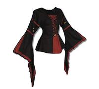 Inter-Moden Mittelalter Edle Bluse - Damen Nocturna M/schwarz/rot