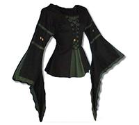 Inter-Moden Mittelalter Edle Bluse - Damen Nocturna XXL/schwarz/grün