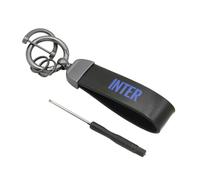 Inter Schlüsselanhänger aus bedrucktem Leder mit Karabiner und Ring, offizielles Produkt 153609