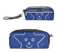 Interessantes Federmäppchen mit Sternmotiv, großes Fassungsvermögen, mit Reißverschluss, wasserdichte Kosmetiktasche für Reisen, Vintage-Leder-Federmäppchen für Damen und Herren