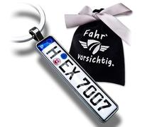 Internetservice Timo Lindner Personalisierter Kennzeichen-Schlüsselanhänger in Anthrazit Nummernschild Autokennzeichen Grau Geschenk KFZ Auto