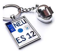 Internetservice Timo Lindner Schlüsselanhänger mit individuellem Motorradkennzeichen und Helm Nummernschild Motorrad Personalisiert Geschenk