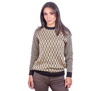 INTI ALPACA Alpaka Pullover für Damen - Winter Pulli - Sweatshirt Wollpullover - Schwarz und weiß (Medium)