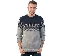 INTI ALPACA Herren Alpaka Pullover - Winter Dicker Strickpullover - Handgestrickter - Blau und Grau (Medium)