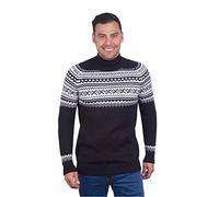 INTI ALPACA Norweger Pullover aus Alpaka Wolle -Rollkragen Strickpullover - Isländer Alpaka Pullover - Schwarz (Medium)