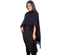 INTI ALPACA Strick Umhang für Damen aus Alpaka Wolle - Gestrickter Mäntel Poncho - Damen Alpaka Poncho -Umschlagtücher - Anden Ruana - Schwarz - Einheitsgröße