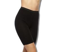 Intimitaly Cotonella Damen-Slip aus Baumwolle, lang, 2 Stück, aus bielastischer Baumwolle, mit hoher Taille, abnehmend, mit Beinen und Spitze, Schwarz , 50