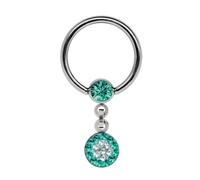 Intimpiercing ADELIA´S "Piercing Intimpiercing ", Damen, Gr. 10, blau (türkis), Chirurgiestahl, Piercings, 5 mm Strasskugel + Kette mit Kreis und vielen Steinen (92655061-0) türkis