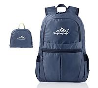 INTIRILIFE Faltbarer Rucksack Ultraleicht in Dunkelblau - 20 x 21 cm / 30.8 x 21.8 x 42 cm - Unisex Wanderrucksack Wasserdicht - 36L - Outdoor Daypack für Camping, Wandern, Reisen, Klettern, uvm.