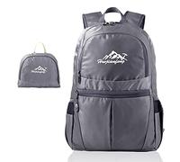 INTIRILIFE Faltbarer Rucksack Ultraleicht in Grau - 20 x 21 cm / 30.8 x 21.8 x 42 cm - Unisex Wanderrucksack Wasserdicht - 36L - Outdoor Daypack für Camping, Wandern, Reisen, Klettern, UVM.