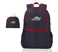INTIRILIFE Faltbarer Rucksack Ultraleicht in Schwarz - 20 x 21 cm / 30.8 x 21.8 x 42 cm - Unisex Wanderrucksack Wasserdicht - 36L - Outdoor Daypack für Camping, Wandern, Reisen, Klettern, UVM.