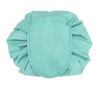 Intirilife Kosmetiktasche in HIMMEL BLAU - Runder One Step Kulturbeutel mit Kordelzug zum Zusammenziehen mit 2 inneren Reißverschlussfächern ideal