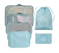 Intirilife Reisekoffer Set in Baby BLAU - 22 x 13 x 9 cm - 6 teiliges Taschen Set mit Jutebeutel, Kulturtasche und 4 Organizer in verschiedenen Größen perfekt geeignet für Urlaub, Reisen, UVM.