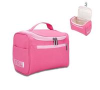 Intirilife Tragbare Kosmetiktasche in PINK - Geräumiger Polyester Kulturbeutel Koffer mit Tragegriff, Reißverschluss, Netz Fach und zahlreichen In
