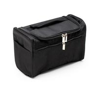 Intirilife Tragbare Kosmetiktasche in SCHWARZ - Geräumiger Polyester Koffer Kulturbeutel mit Tragegriff, Reißverschluss, Netz Fach und zahlreichen