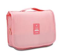 Intirilife Wasserfeste Kosmetiktasche in APRICOT ROSA - Wasserabweisende aufklappbare Kultur Reisetasche mit zahlreichen Innenfächern und Reißvers