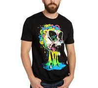 INTO THE AM Grafik-T-Shirts für Herren, S-4XL, Cooles Trippy-Design, lässiges T-Shirt, Streetwear, Skelett-Totenkopf, A Brain Invader, XL