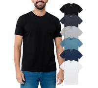 INTO The AM Herren-T-Shirt, 6er-Pack, kurzärmelig, Rundhalsausschnitt, weich, tailliert, S-4XL, frisch, klassisch, 6er-Pack Essential - Schwarz/Anthrazit/Grau/Indigo/Marineblau/Weiß, 3X-Groß