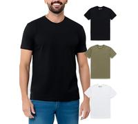 INTO The AM Herren-T-Shirt, kurzärmelig, Rundhalsausschnitt, weich, tailliert, Größe S - 4XL, 3er-Pack, Schwarz/Olivgrün/Weiß, Mittel