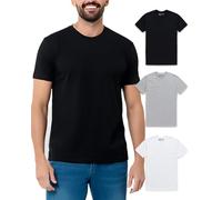 INTO THE AM Herren-T-Shirt, kurzärmelig, Rundhalsausschnitt, weich, tailliert, Größe S - 4XL, 3er-Pack, Schwarz/Grau/Weiß, XL