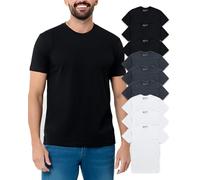 INTO The AM Herren T-Shirts Weiche Baumwollmischung Rundhals Tee S-4XL Athletic Fit Einfarbig & Logo Basic T-Shirt für Männer, 9er-Pack Schwarz/Schwarz/Anthrazit/Anthrazit/Anthrazit/Weiß/Weiß/Weiß