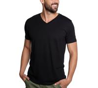 INTO THE AM Premium V Neck T Shirts for Men - Modern Fitted Tees S - 2XL Vneck Unterhemden, Essential - Schwarz, XL