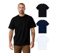 INTO THE AM Schweres Herren-T-Shirt für Herren, Größe S-3XL, Boxy, 100 % Baumwolle, strapazierfähig, dick, 3er-Pack - ohne Markenlogo - Schwarz/Marineblau/Weiß, L