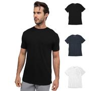 INTO THE AM T-Shirt mit Taschen für Herren, Größe S - 4XL, weiche Baumwollmischung, enganliegend, Rundhalsausschnitt, Herren-T-Shirt mit Tasche, Schwarz/Marineblau/Weiß - ohne Logo, XL