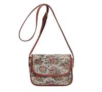 Introti Canvas Floral Jacquard Satteltasche für Damen mit verstellbarem Riemen Tote Handtasche Clutch Geldbörse für den täglichen Gebrauch, Reisen und Pendeln, braun, 220*170*80MM