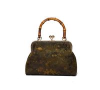 Introti Damen-Handtasche aus Satin, chinesischer Stil, bedruckt, Hobo-Clutch mit Kettenriemen, Crossbody-Tasche für Reisen, Einkaufen, Arbeit, Dating, den täglichen Gebrauch, coffee, 220*150*70MM