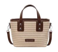 Introti Häkel-Umhängetasche für Damen, mit verstellbarem Riemen, Tragegriff oben, wasserdicht, Strand, ästhetische Tasche für Reisen, Einkaufen, Arbeit, Alltag, soziale Nutzung, khaki, 220*160*80mm