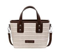 Introti Häkel-Umhängetasche für Damen, mit verstellbarem Riemen, Tragegriff oben, wasserdicht, Strand, ästhetische Tasche für Reisen, Einkaufen, Arbeit, Alltag, soziale Nutzung, weiß, 220*160*80mm