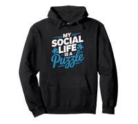 Introvert Social Life Puzzle Funny Jigsaw Puzzler Humor Pullover Hoodie