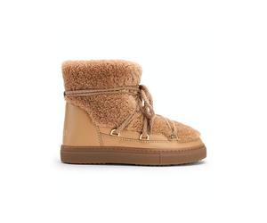 INUIKII Leder-Winterboots "Curly" in Beige - Größe 37 | Damen Stiefel