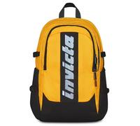 Invicta Act Plus Büro-Rucksack aus Glasfaser, Gelb, Doppelfach mit PC-Tasche 14 Zoll, Trinkflasche, Tasche mit Organizer, Taillengurt, Brustbänder und Lautstärkeregler, 29 l, Reiserucksack