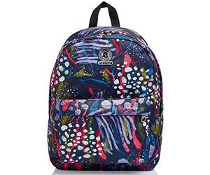 INVICTA Benin S Abstract Jungle Rucksack aus nachhaltigem Stoff, Geräumige Schultasche für Teenager, Mädchen und Jungen, für Schule, Gymnasium, Sport & Freizeit, mit Laptopfach, blau