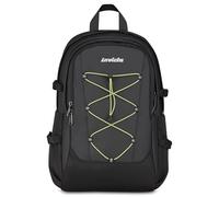 Invicta Bürorucksack Act Plus City, Schwarz, Doppelfach mit PC-Tasche 14 Zoll, Trinkflasche, Tasche mit Organizer, Taillengurt, Brustbänder und Lautstärkeregler, 29 l, Rucksack für Universität und