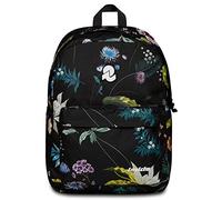 Invicta Carlson Schulrucksack, Mono-Rucksack mit Innentasche, PC-Tasche, Seitentaschen für Trinkflasche - Reiserucksack, Universitätsrucksack, Black Flowers, 30 x 41,5 x 18, Casual