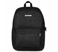Invicta Carlson Schulrucksack, schwarz, glitzernd, Mono-Fach mit PC-Tasche und Trinkflasche, 24 l, für mittlere und obere Schule, Rucksack für Mädchen