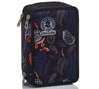 Invicta Federmäppchen, Mäppchen, mehrfarbig, Federtasche für Schreibwaren, Etui mit Stiften, Kugelschreiber, & mehr, 3 Fächer, Mädchen & Jungen, Schule - Grundschule, XXL PAISLEY schwarz
