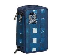 Invicta Federmäppchen, Mäppchen, mehrfarbig, Federtasche für Schreibwaren, Etui mit Stiften, Kugelschreiber, & mehr, 3 Fächer, Mädchen & Jungen, Schule - Grundschule, XXL GRID SHADES blau