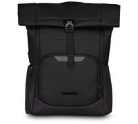 Invicta FOLD Rucksack aus nachhaltigem Stoff, Praktisch & Unisex Leicht, kompakt, mit Laptopfach, Rolltop für Büro, Reise, Arbeit, Fahrrad Tagespack, Daypack, mit Kofferhalterung - schwarz