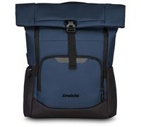Invicta FOLD Rucksack aus nachhaltigem Stoff, Praktisch & Unisex Leicht, kompakt, mit Laptopfach, Rolltop für Büro, Reise, Arbeit, Fahrrad Tagespack, Daypack, mit Kofferhalterung - blau