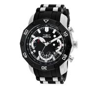 Invicta Herren-Armbanduhr Analog Quarz mit Silikon Edelstahl Armband 22797, schwarz/Silber, Taucher, Chronograph