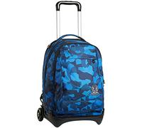Invicta Trolley, Rucksack mit Trolleyfunktion, 3 in 1, Schulranzen mit Rollen, Abnehmbarer Rucksack, ab 1. Klasse, für Schule, Gymnasium, Reisen&Freizeit, Mädchen&Jungen, blau, CAMO Squared