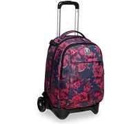 Invicta TROLLEY, Rucksack mit Trolleyfunktion, 3 in 1, Schulranzen mit Rollen, Abnehmbarer Rucksack, ab 1. Klasse, für Schule, Gymnasium, Reisen&Freizeit, Mädchen&Jungen, rosa, NEW TECH ROSES FANTASY